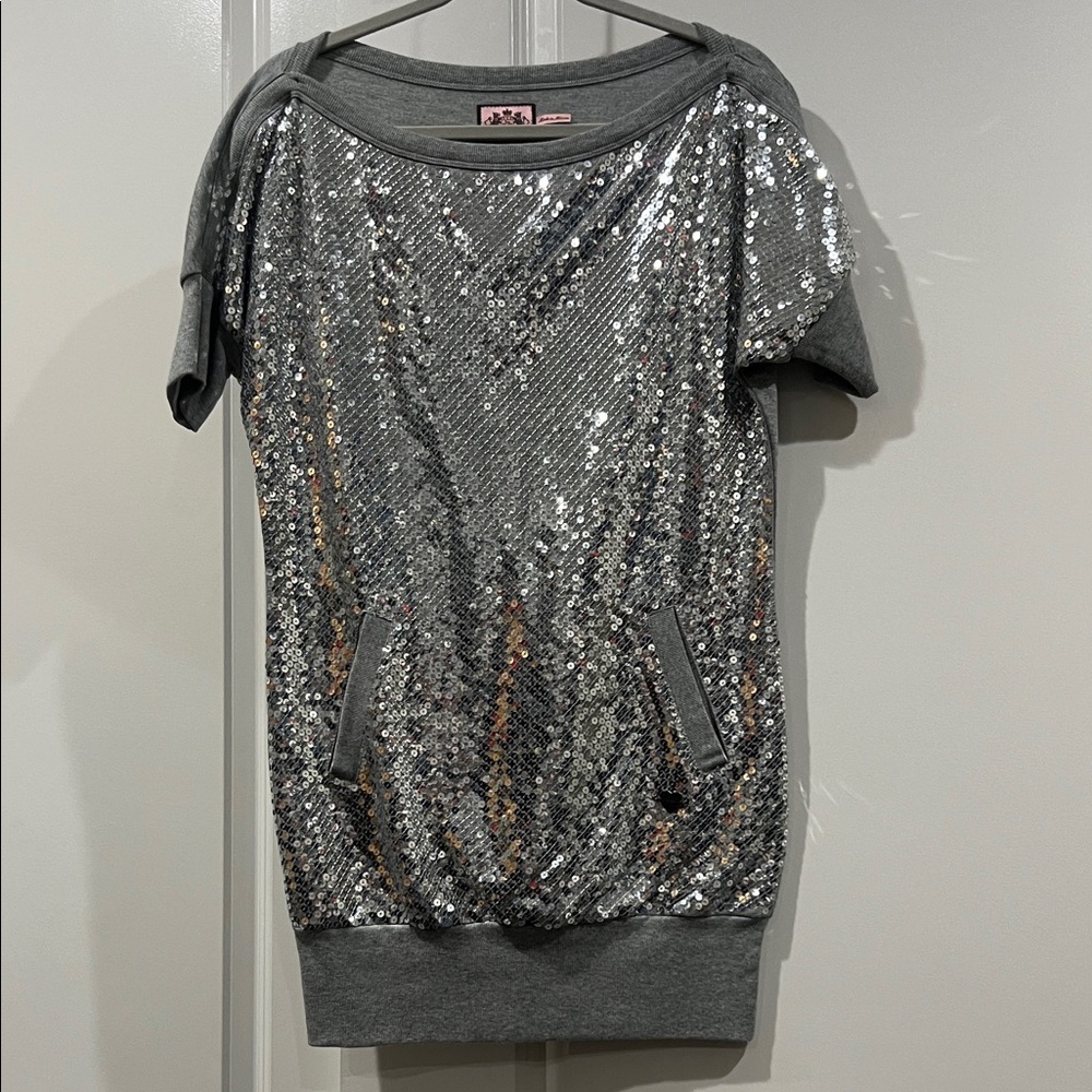 New Juicy Couture vintage Gray Sequin dress sz M